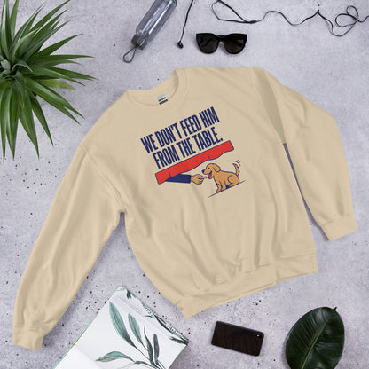 From The Table funny dog dad crewneck sweatshirt — Sand, flat lay