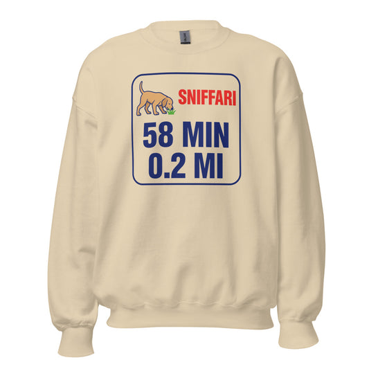 Sniff Walk Recap funny dog dad crewneck sweatshirt — Sand, front