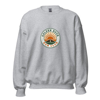 Golden Hour Run Club retro running crewneck sweatshirt — Sport Grey, front
