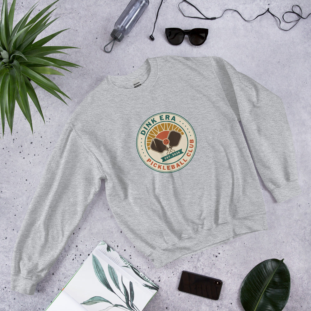 Dink Era Pickleball Club retro crewneck sweatshirt — Sport Grey, front-right