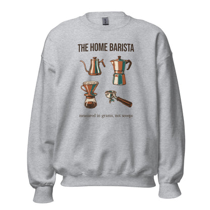 The Home Barista specialty coffee crewneck sweatshirt — Sport Grey, front