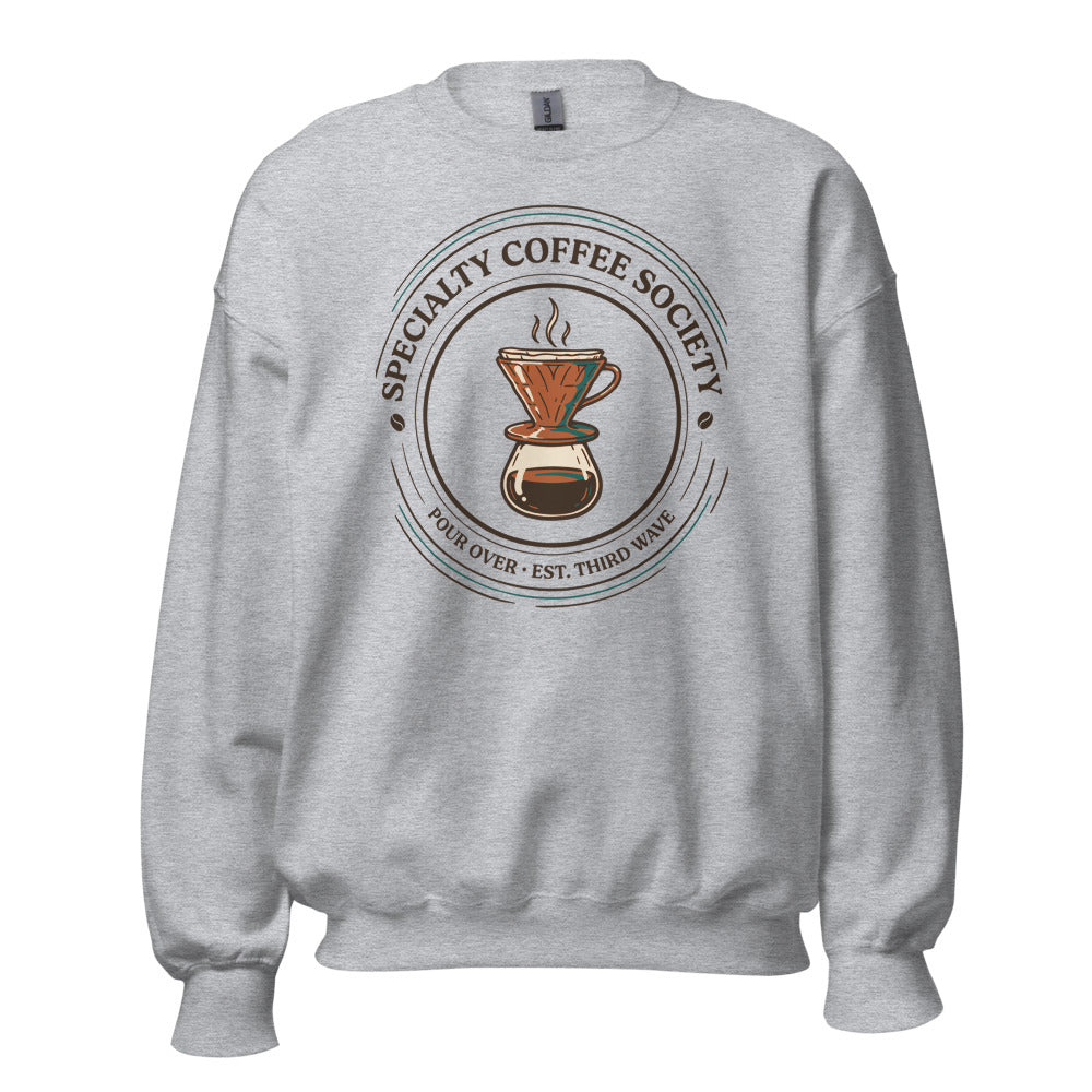 Specialty Coffee Society specialty coffee crewneck sweatshirt — Sport Grey, front