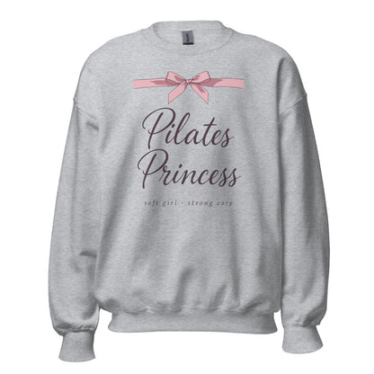 Pilates Princess coquette bow crewneck sweatshirt — Sport Grey, front