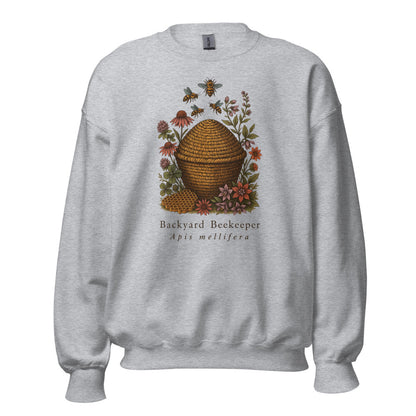 Backyard Beekeeper field-guide bee crewneck sweatshirt — Sport Grey, front