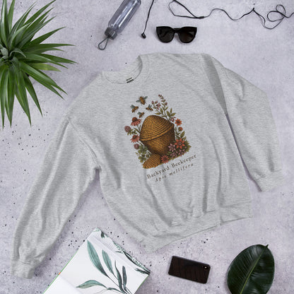 Backyard Beekeeper field-guide bee crewneck sweatshirt — Sport Grey, front-right