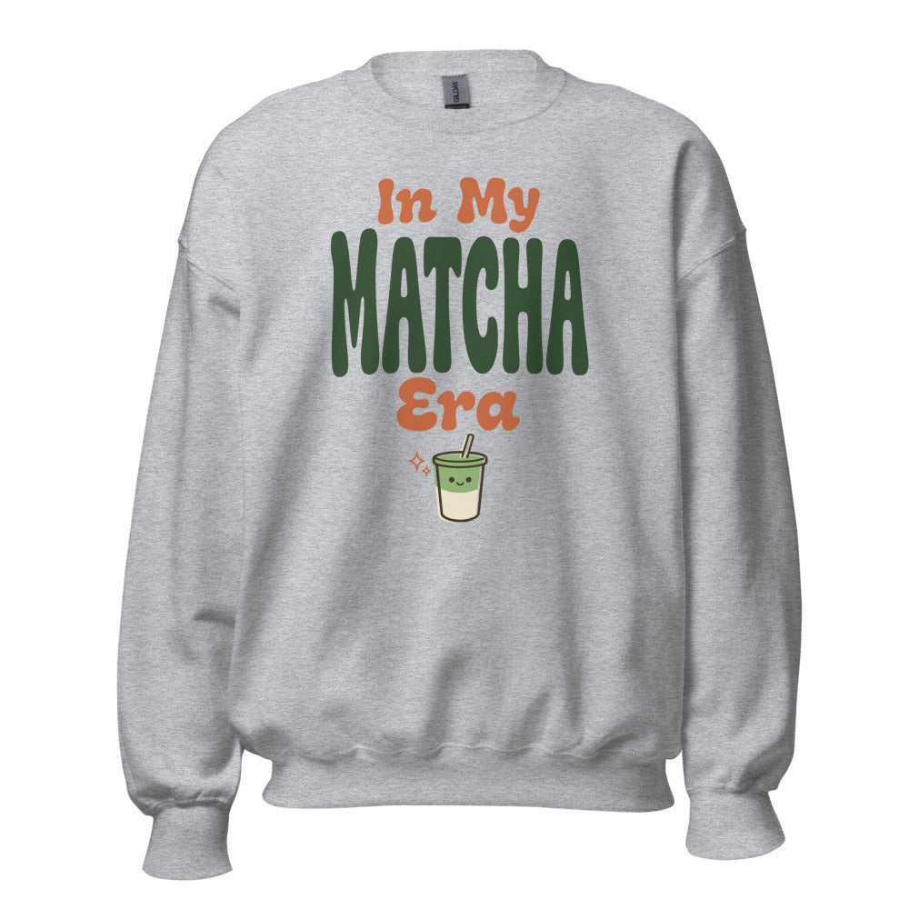 In My Matcha Era retro matcha crewneck sweatshirt — Sport Grey, front