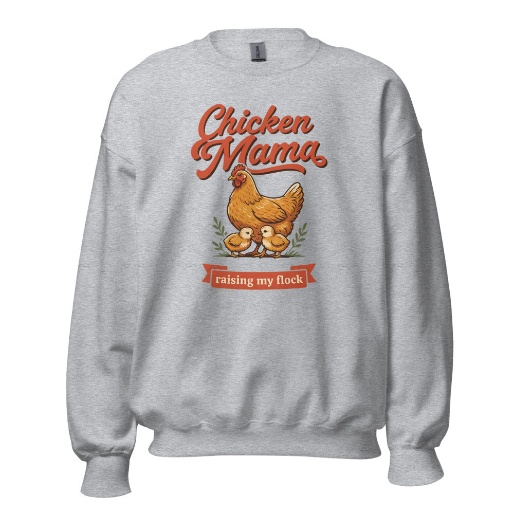 Chicken Mama raising my flock chicken keeper crewneck sweatshirt — Sport Grey, front