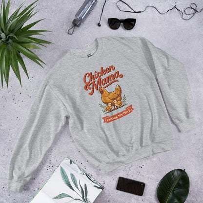Chicken Mama raising my flock chicken keeper crewneck sweatshirt — Sport Grey, front-right