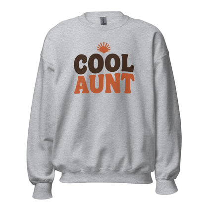 Cool Aunt retro groovy aunt crewneck sweatshirt — Sport Grey, front