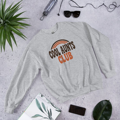 Cool Aunts Club retro groovy aunt crewneck sweatshirt — Sport Grey, front-right