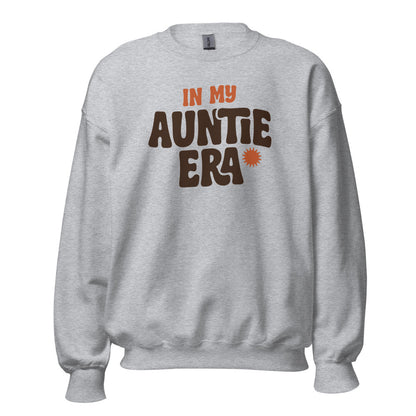 In My Auntie Era retro groovy aunt crewneck sweatshirt — Sport Grey, front