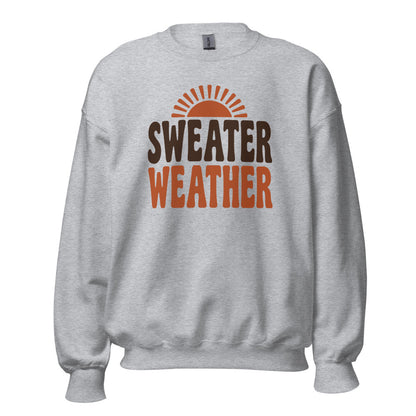 Sweater Weather retro 70s fall crewneck sweatshirt — Sport Grey, front