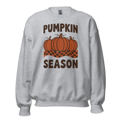Pumpkin Season retro 70s fall crewneck sweatshirt — Sport Grey, front