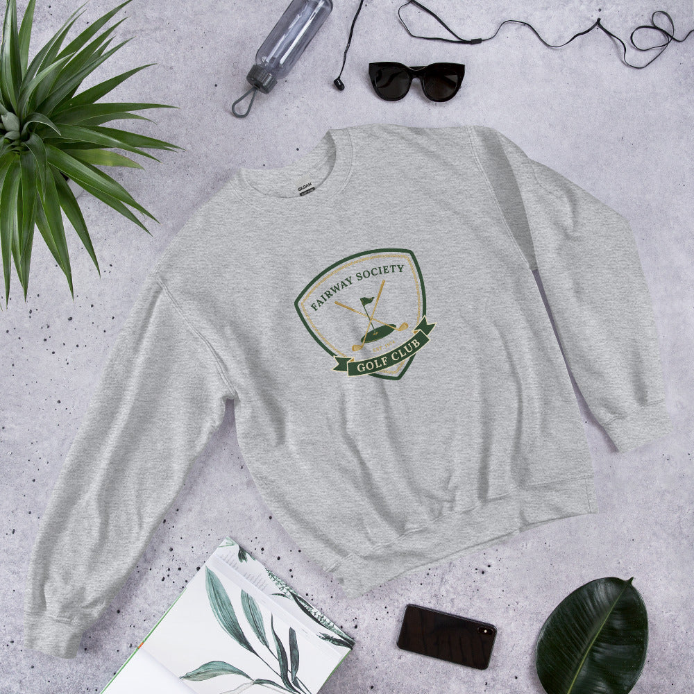 Fairway Society vintage golf club crest crewneck sweatshirt — Sport Grey, front-right