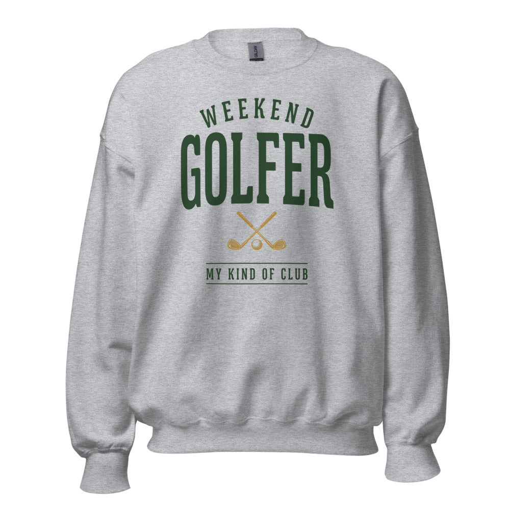 Weekend Golfer vintage golf wordmark crewneck sweatshirt — Sport Grey, front
