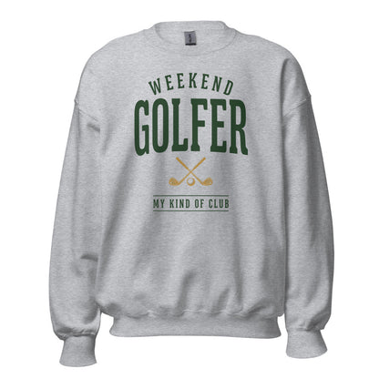 Weekend Golfer vintage golf wordmark crewneck sweatshirt — Sport Grey, front