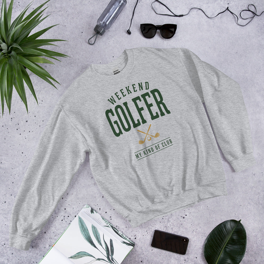 Weekend Golfer vintage golf wordmark crewneck sweatshirt — Sport Grey, front-right