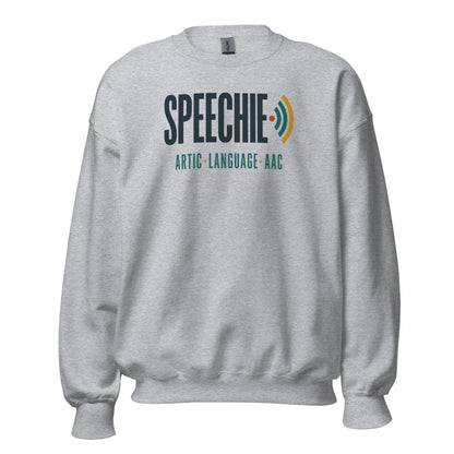 Speechie Wordmark speech therapy crewneck sweatshirt — Sport Grey, front