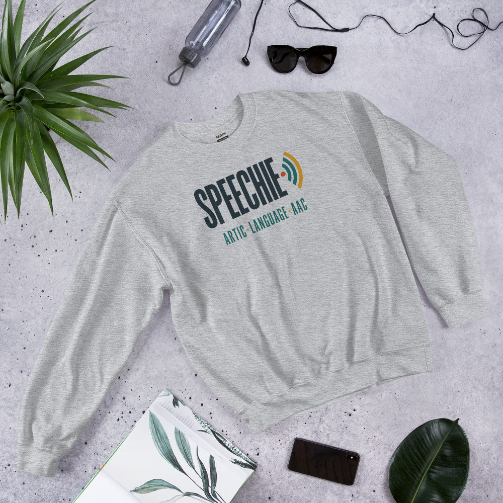 Speechie Wordmark speech therapy crewneck sweatshirt — Sport Grey, front-right