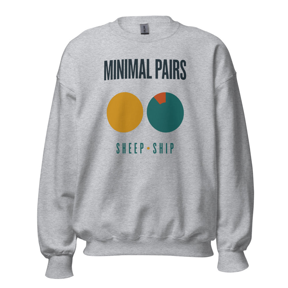 Minimal Pairs speech therapy crewneck sweatshirt — Sport Grey, front