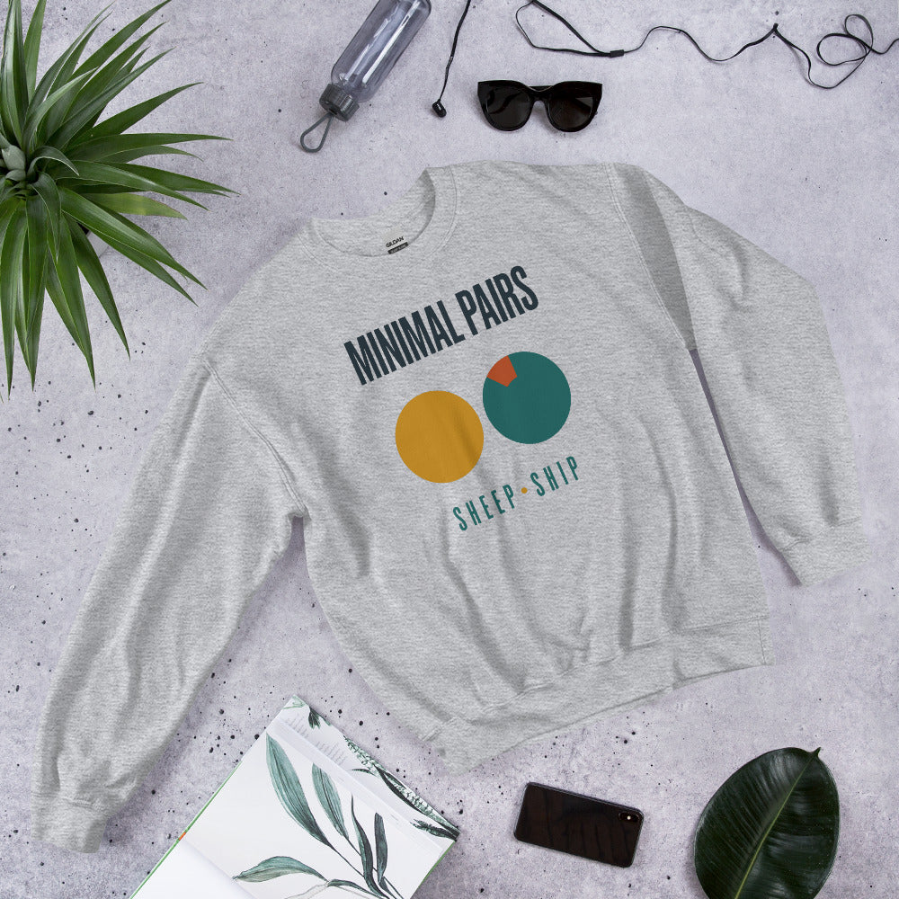 Minimal Pairs speech therapy crewneck sweatshirt — Sport Grey, front-right