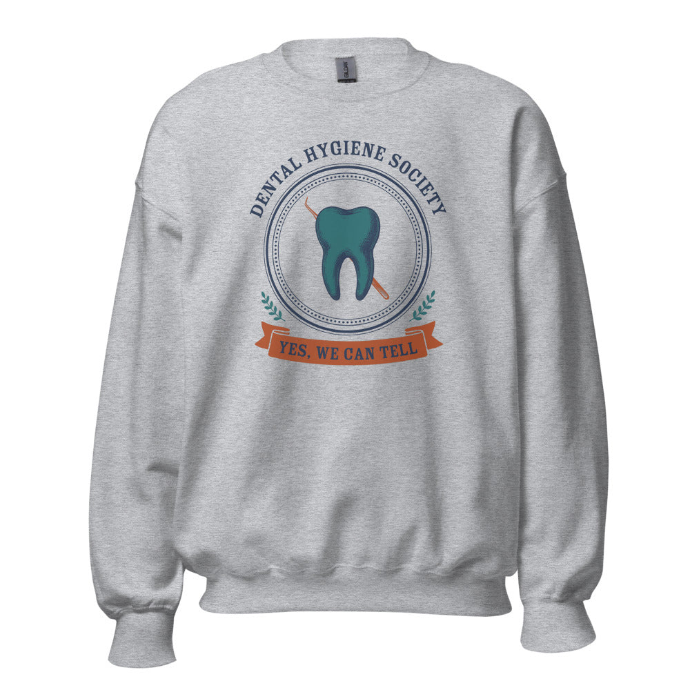 Dental Hygiene Society dental hygienist crewneck sweatshirt — Sport Grey, front