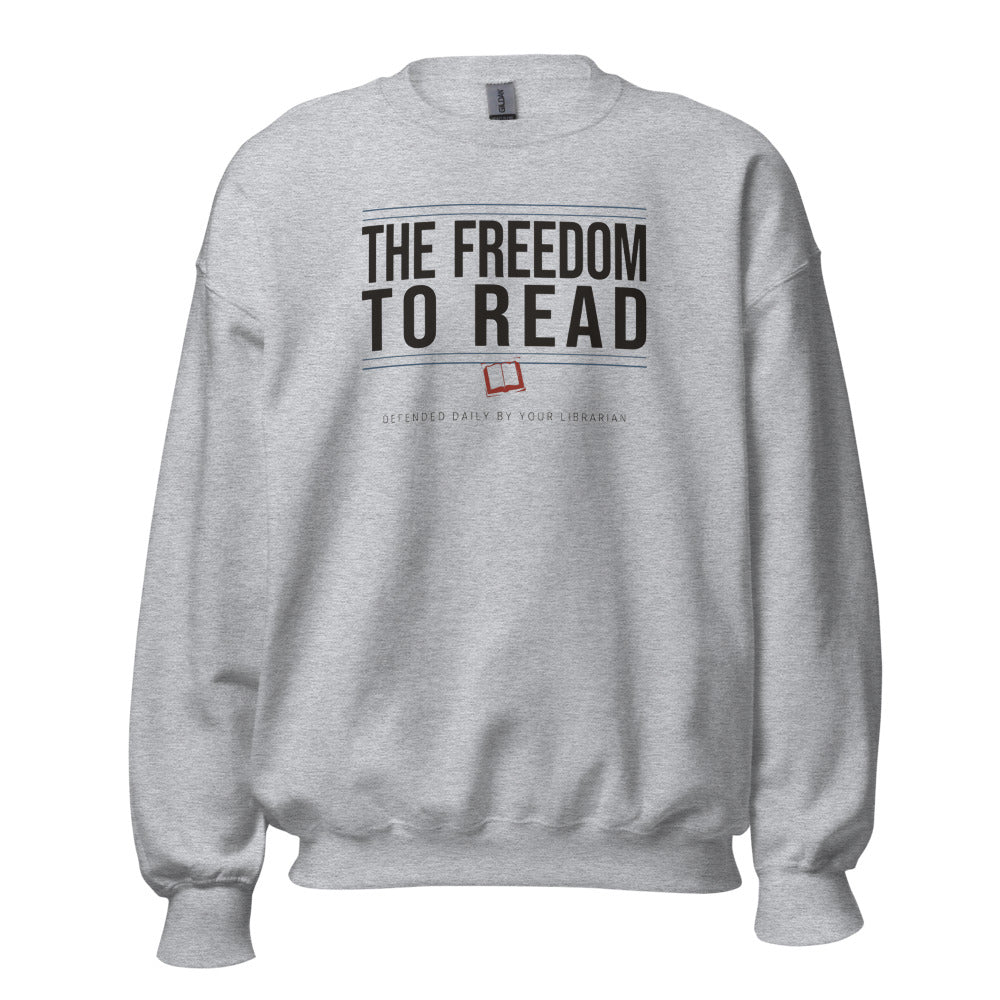 The Freedom to Read school librarian crewneck sweatshirt — Sport Grey, front