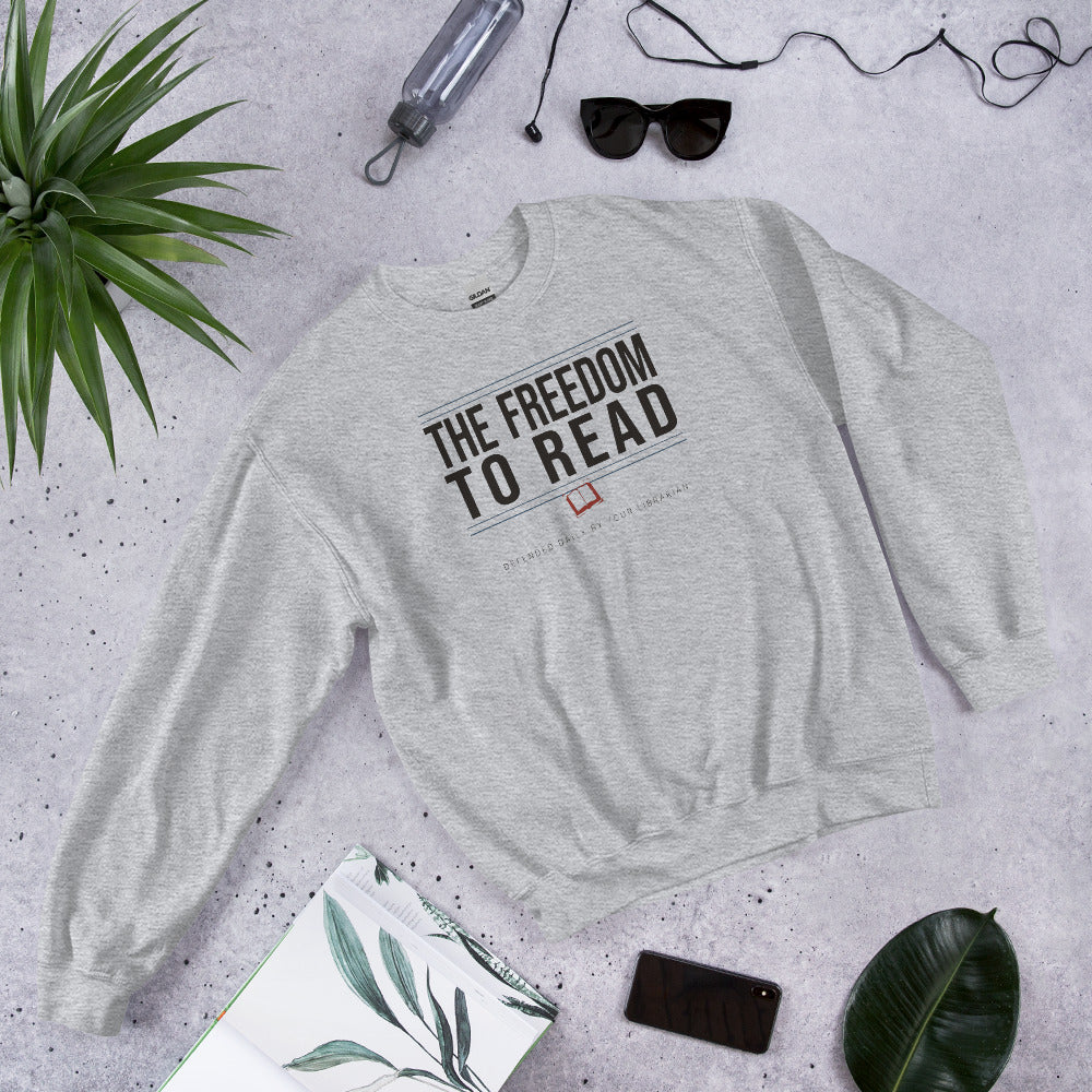 The Freedom to Read school librarian crewneck sweatshirt — Sport Grey, front-right