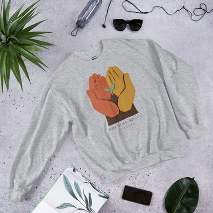 Holding Space birth worker crewneck sweatshirt — Sport Grey, front-right