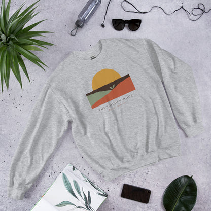 The Golden Hour birth worker crewneck sweatshirt — Sport Grey, flat lay