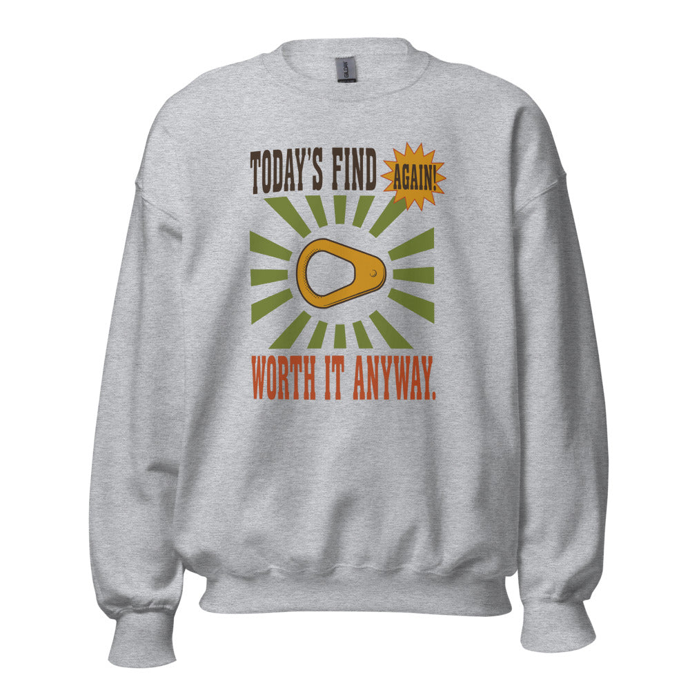 Today's Find pull tab retro metal detecting crewneck sweatshirt — Sport Grey, front