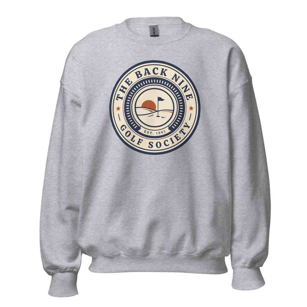 The Back Nine vintage golf roundel crewneck sweatshirt — Sport Grey, front