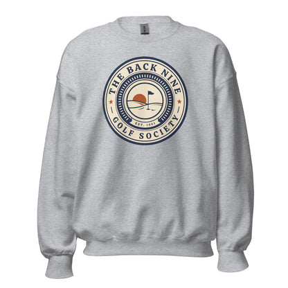 The Back Nine vintage golf roundel crewneck sweatshirt — Sport Grey, front