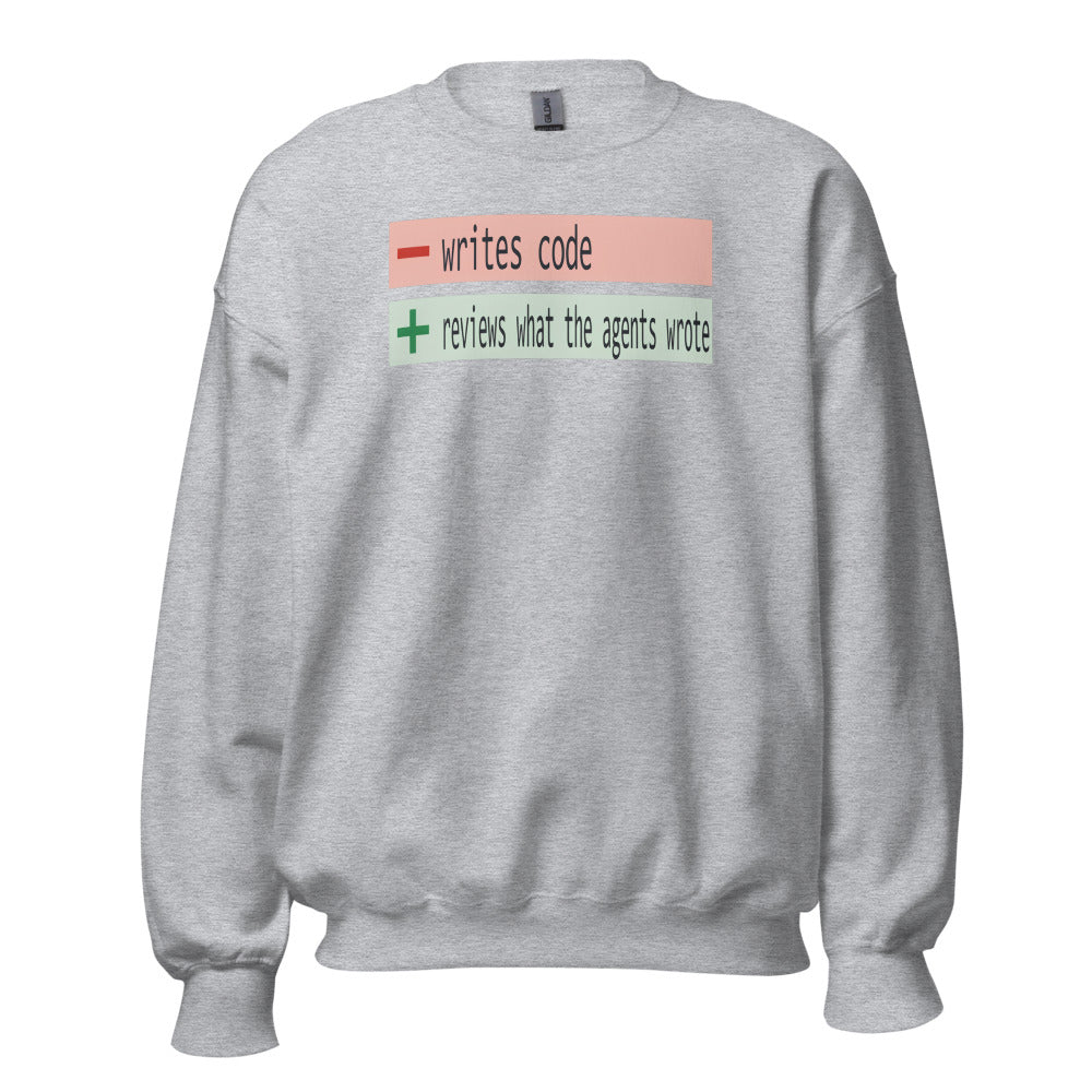 The Diff agentic AI engineer crewneck sweatshirt — Sport Grey, front