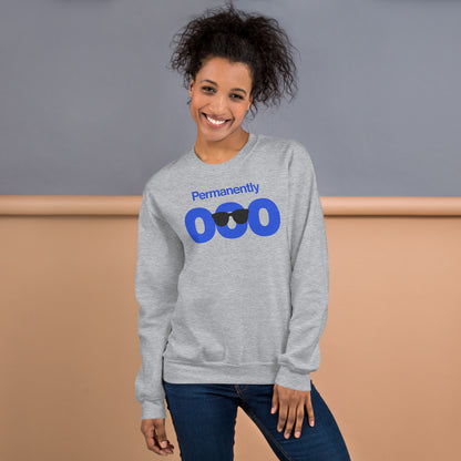Permanently OOO out of office crewneck sweatshirt — Sport Grey, on model
