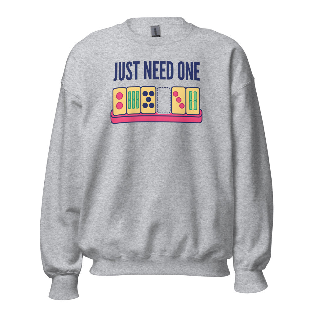 Just Need One funny mahjong crewneck sweatshirt — Sport Grey, front