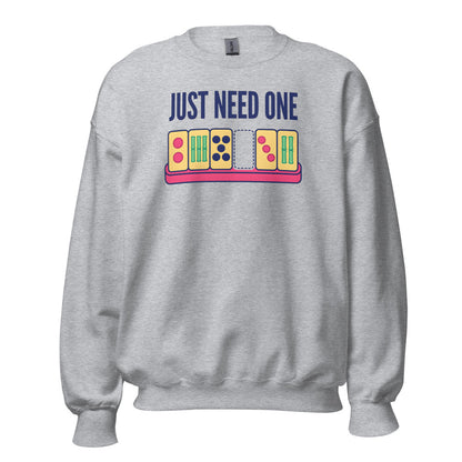 Just Need One funny mahjong crewneck sweatshirt — Sport Grey, front
