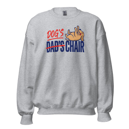 Dog's Chair funny dog dad crewneck sweatshirt — Sport Grey, front