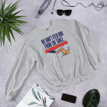 From The Table funny dog dad crewneck sweatshirt — Sport Grey, flat lay
