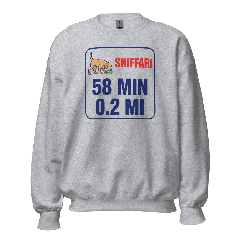 Sniff Walk Recap funny dog dad crewneck sweatshirt — Sport Grey, front
