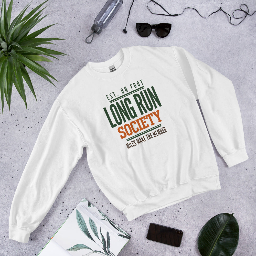 Long Run Society retro running crewneck sweatshirt — White, front-right