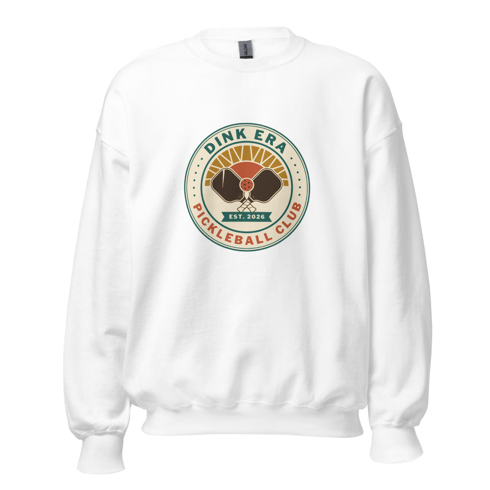 Dink Era Pickleball Club retro crewneck sweatshirt — White, front