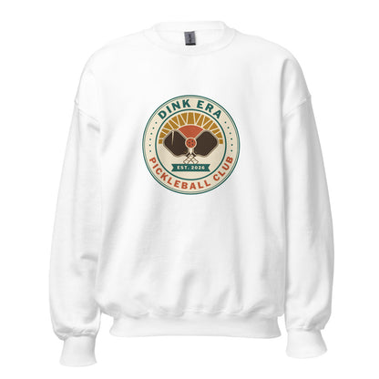 Dink Era Pickleball Club retro crewneck sweatshirt — White, front