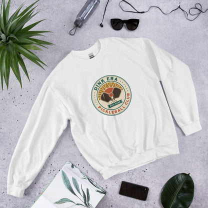 Dink Era Pickleball Club retro crewneck sweatshirt — White, front-right