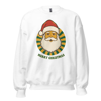 Groovy Santa retro Christmas crewneck sweatshirt — White, front