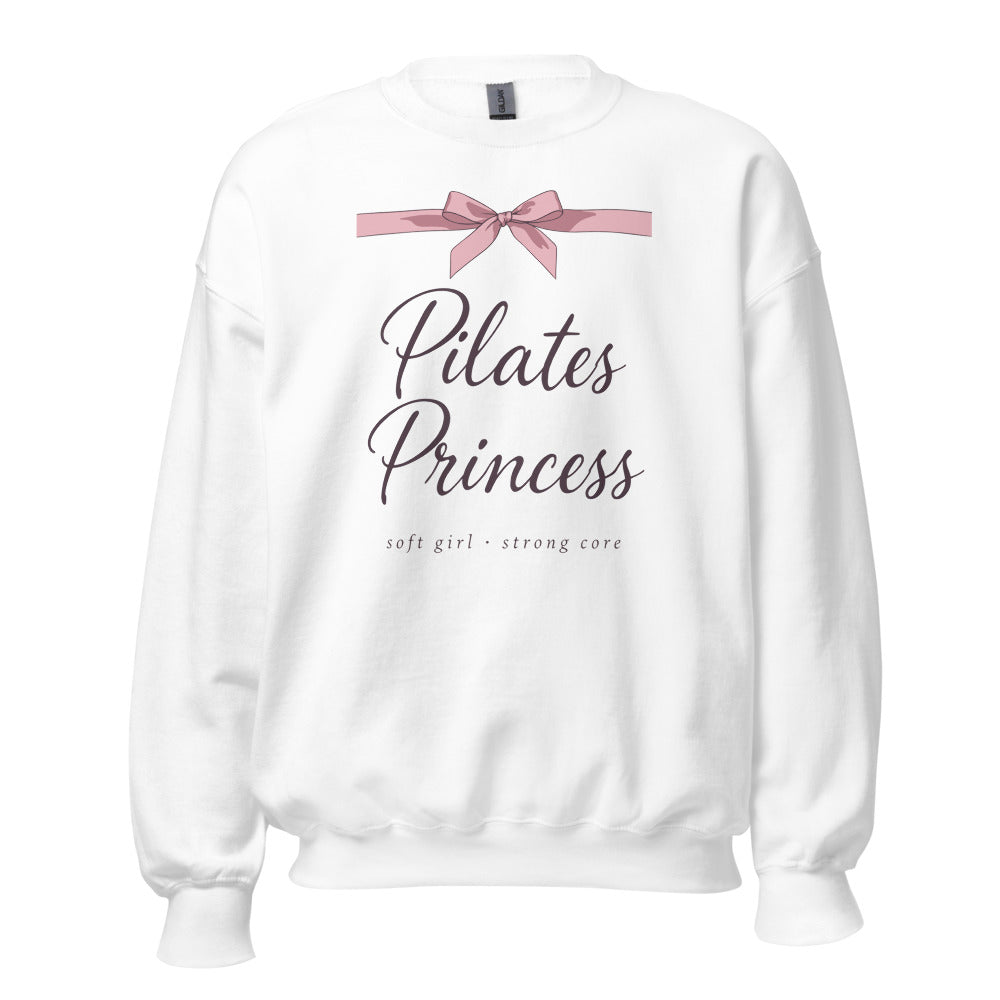 Pilates Princess coquette bow crewneck sweatshirt — White, front