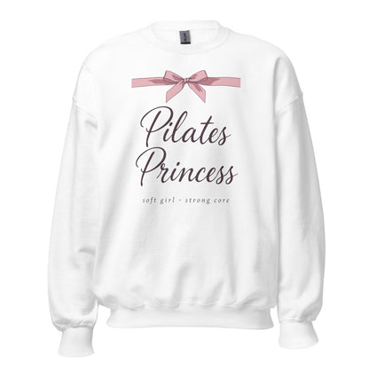 Pilates Princess coquette bow crewneck sweatshirt — White, front