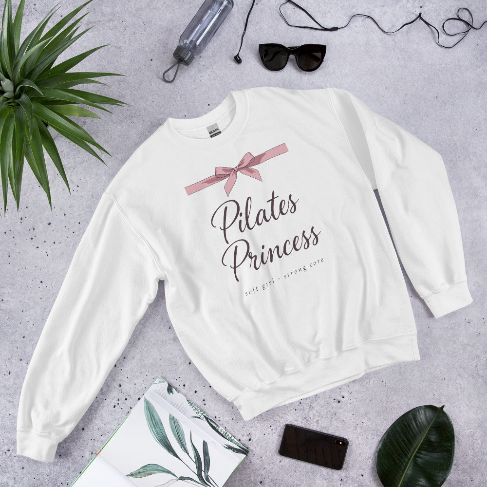 Pilates Princess coquette bow crewneck sweatshirt — White, front-right