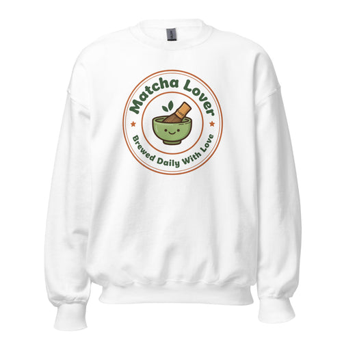 Matcha Lover Sweatshirt, Retro Matcha Badge Crewneck — Aesthetic Café Gift