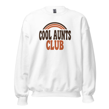 Cool Aunts Club retro groovy aunt crewneck sweatshirt — White, front